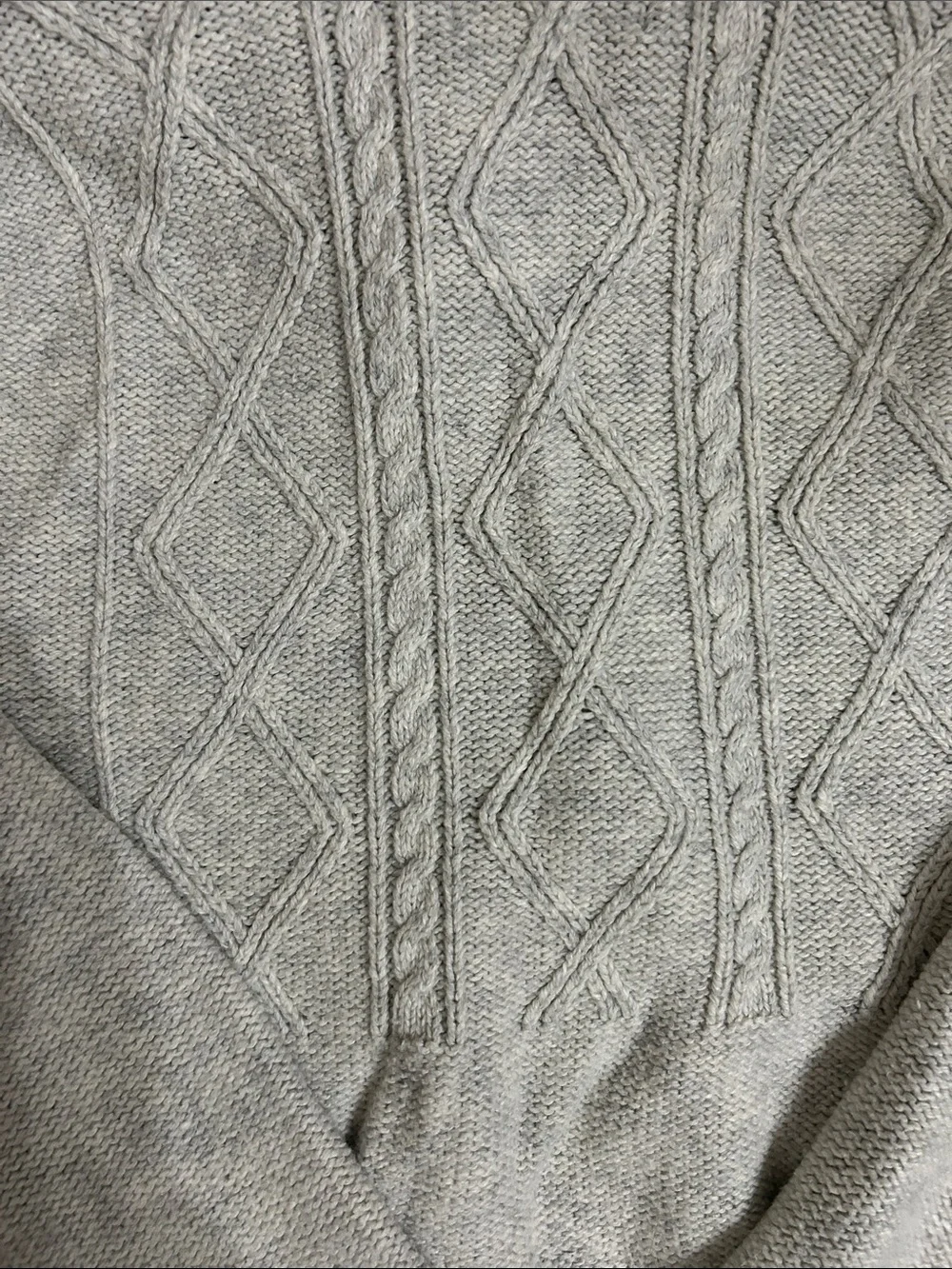 American Eagle Men’s Shawl Collar Cable V-Neck Sweater - Light Gray L